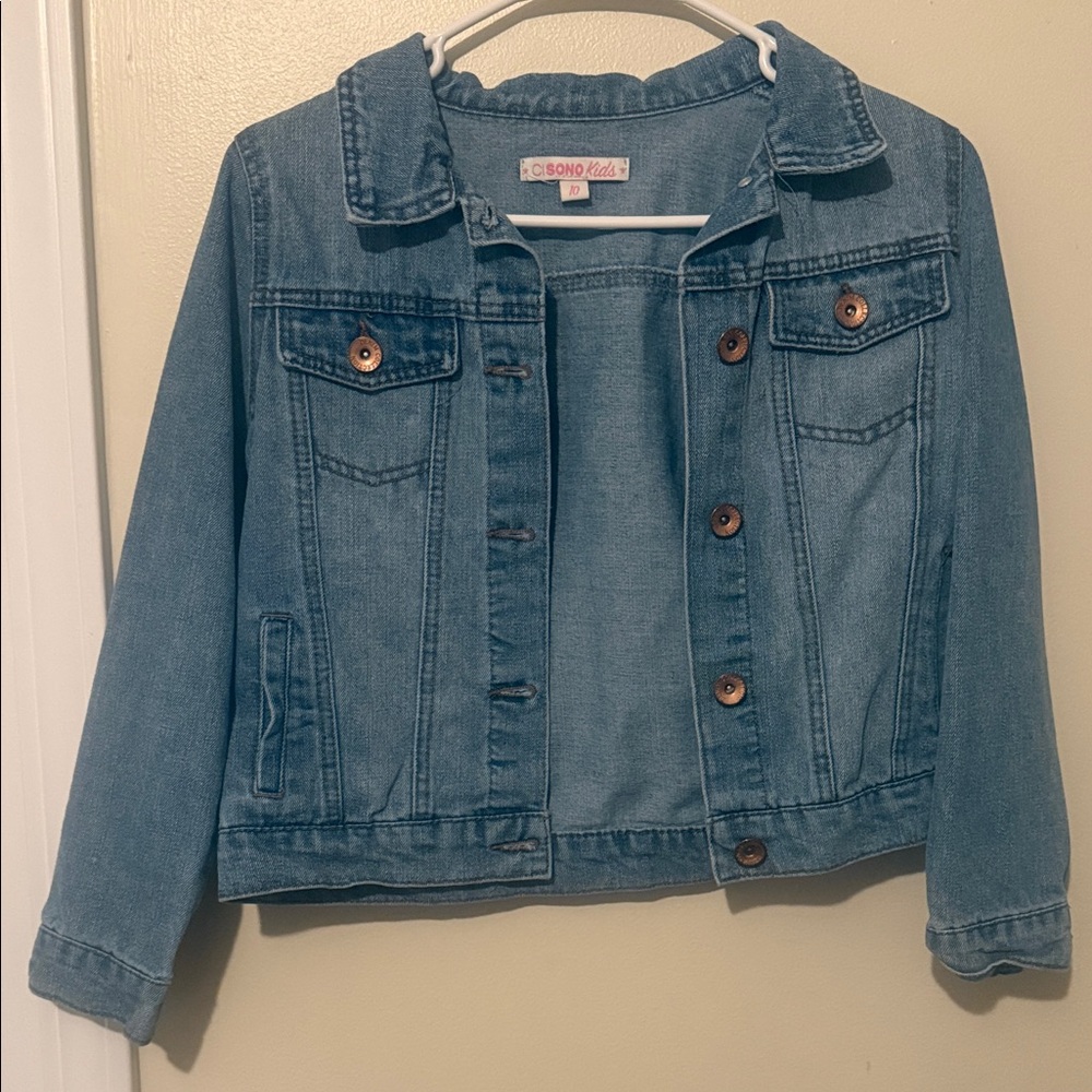Ci Sono Kids Blue Denim Jacket with Brown Accents